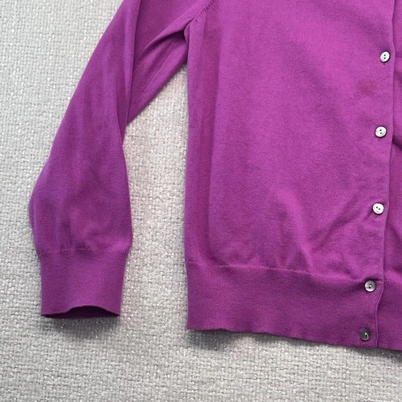 Lands' End Women's Fuchsia Cardigan M Medium Purple Button‎ Front Sweater - Picture 8 of 16